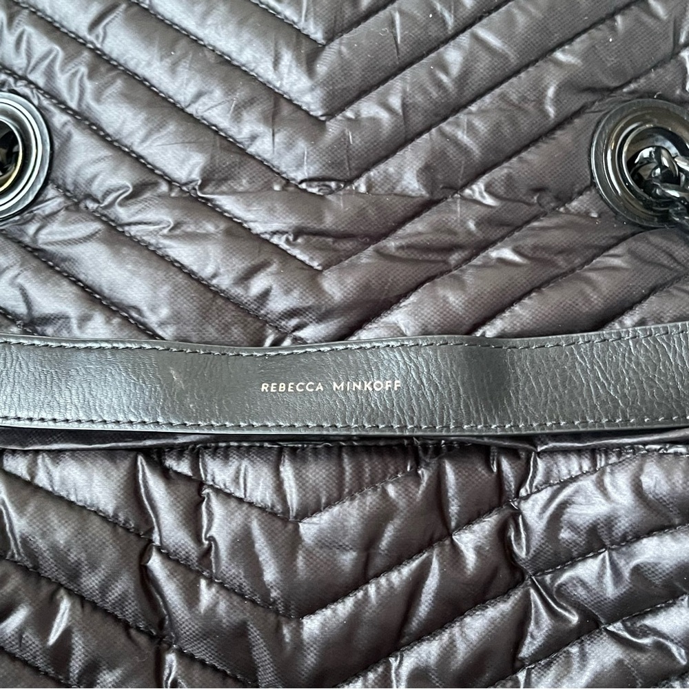 REBECCA MINKOFF Quilted‎ Chevron Backpack Black Chain Handle Designer Bag - Picture 10 of 13